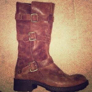 Born Brown Leather Buckle Boots